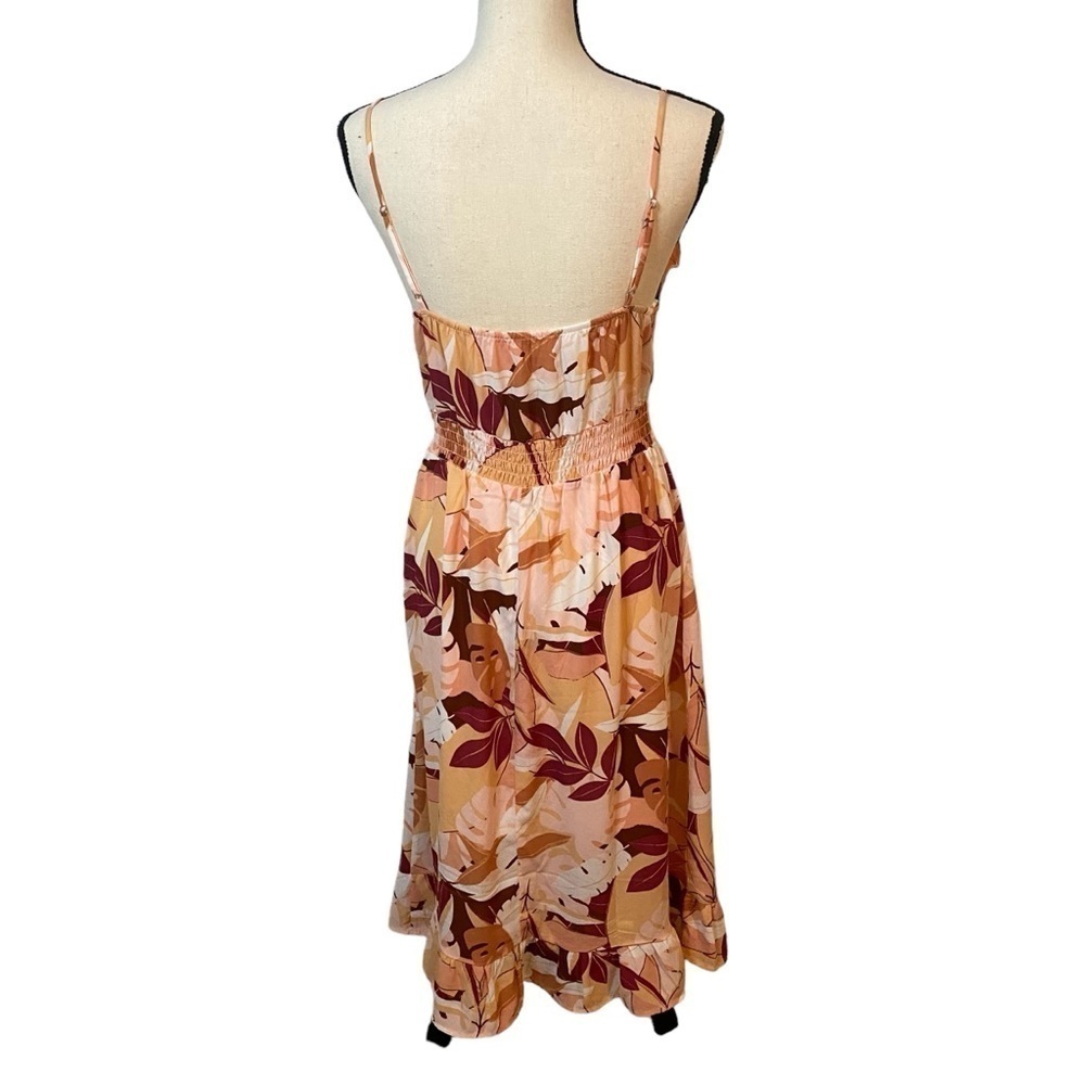 Sienna Sky Smocked Midi Floral Dress Coral Sundress Sz M - Picture 2 of 13